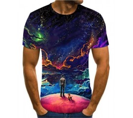 2020 fashion hot 3D t-shirt men's summer print science fiction night Aurora water T-shirt 3D psychedelic T-shirt s-6xl