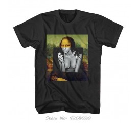 Banksy Renaissance Mona Lisa Street Artist T-shirt Men Cotton Short Sleeve TShirt Funny Tee Shirt Harajuku